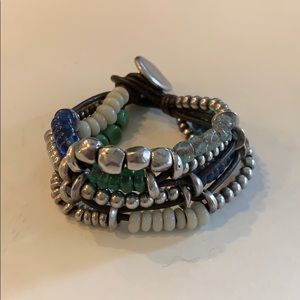 Uno de 50 Silver Beaded Wrap Bracelet